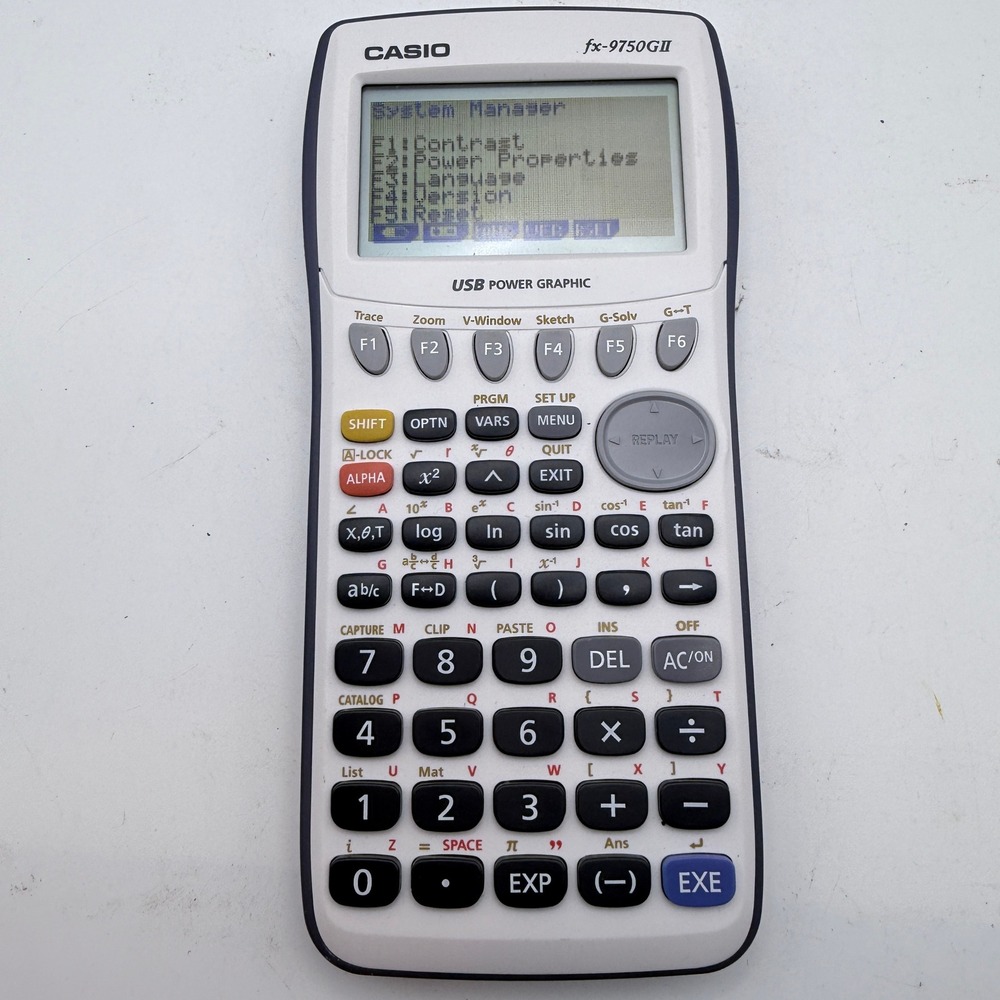 Casio‎ fx-9750GII Graphing Calculator, USB Connectivity, White/Blue